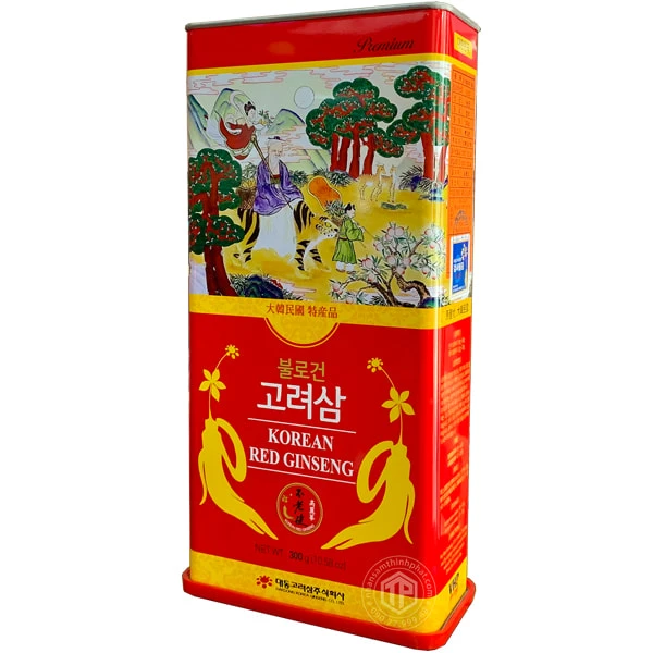 Hồng sâm củ khô hộp thiếc Daedong hộp 300g 10 củ lớn