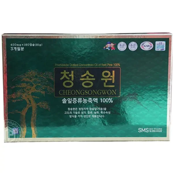 Viên tinh dầu thông đỏ Hàn Quốc Cheong Song Won hộp 180 viên hộp xanh