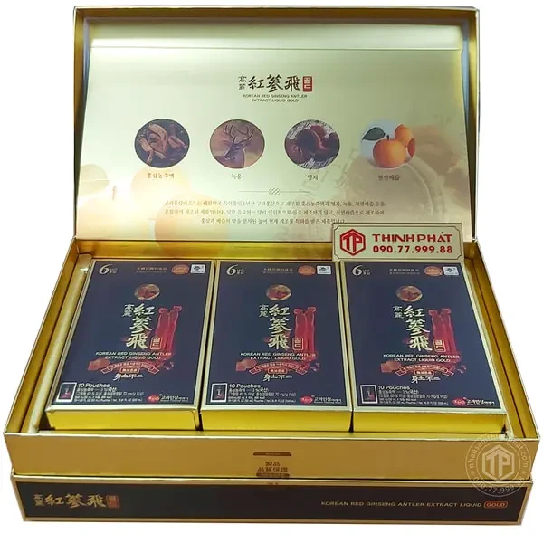 Nước Hồng Sâm nhung hươu linh chi táo đỏ KGS hộp 30 gói x 50ml