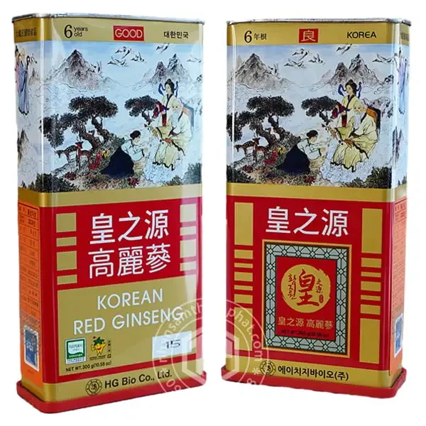 Hồng sâm củ khô hộp thiếc HG Bio 300g 10 củ Chính hãng Hàn Quốc