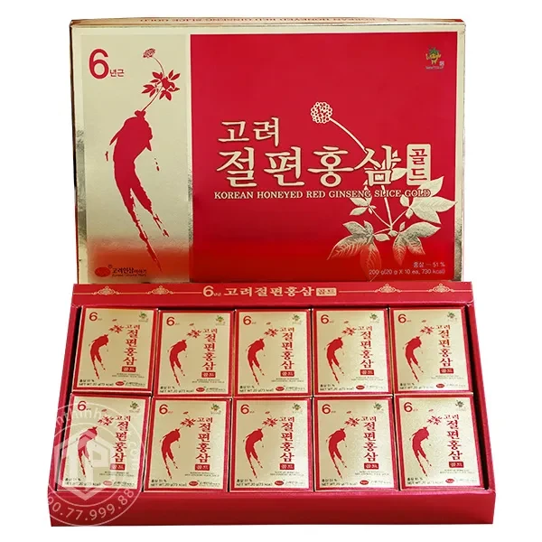 Hồng sâm thái lát tẩm mật ong chính hãng KGS sâm Hàn Quốc 6 năm tuổi