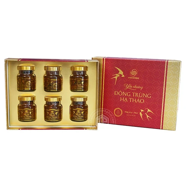 Yến sào đông trùng hạ thảo ký chủ cao cấp hộp 6 lọ không đường