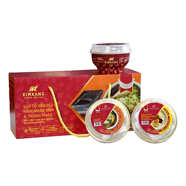 Hộp 6 chén cháo tổ yến súp tổ yến đùi gà mix 2 loại mỗi loại 3 chén