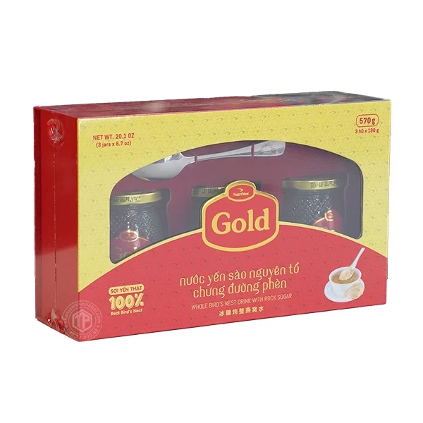 Tổ yến chưng đường phèn 100% tổ yến hộp 3 hũ - 190g/ hũ - Gold Bird