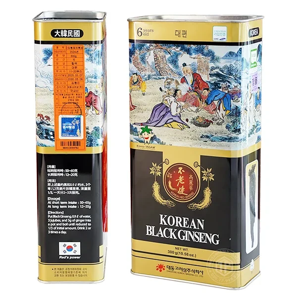 Hắc sâm củ khô 300g hộp thiếc chính hãng Daedong Hàn Quốc