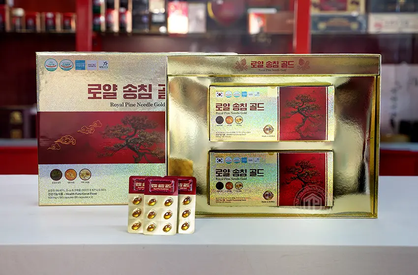 Viên tinh dầu thông đỏ Hàn Quốc cao cấp Royal Pine Needle Gold 180 viên