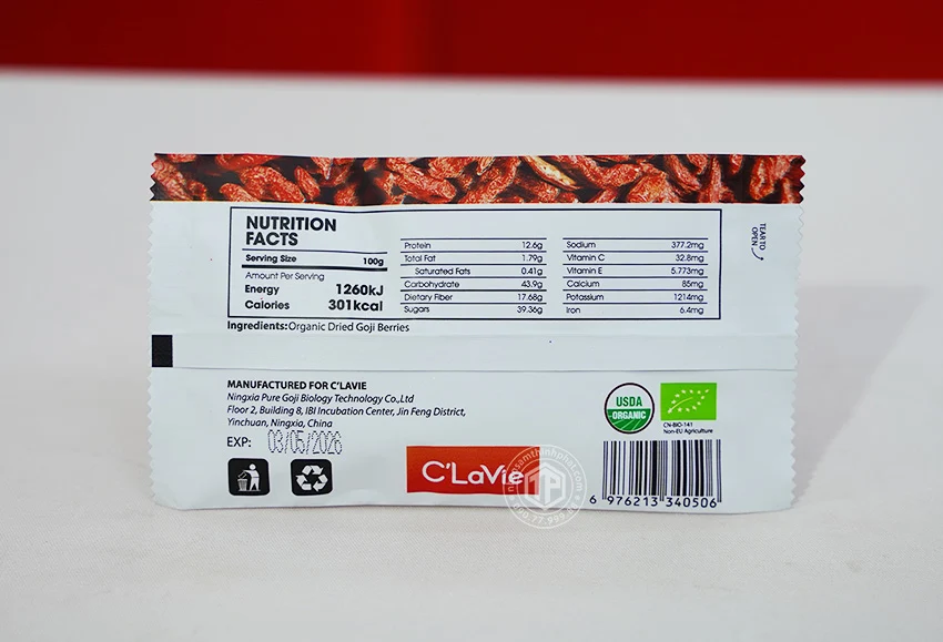 Kỷ tử hữu cơ Goji Berries túi 170g Kỷ tử hữu cơ Goji Berries túi 170g