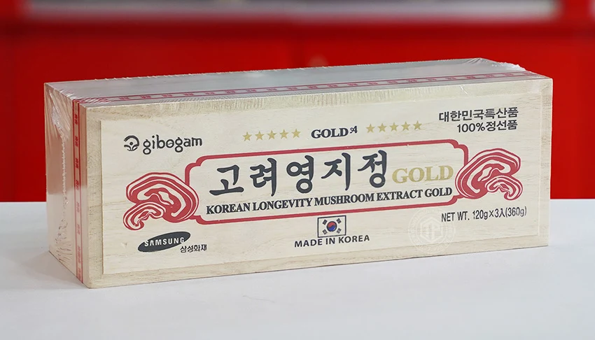 Cao linh chi Hàn Quốc sao vàng Gold hộp gỗ 3 lọ x 120g Cao linh chi Hàn Quốc sao vàng Gold hộp gỗ 3 lọ x 120g