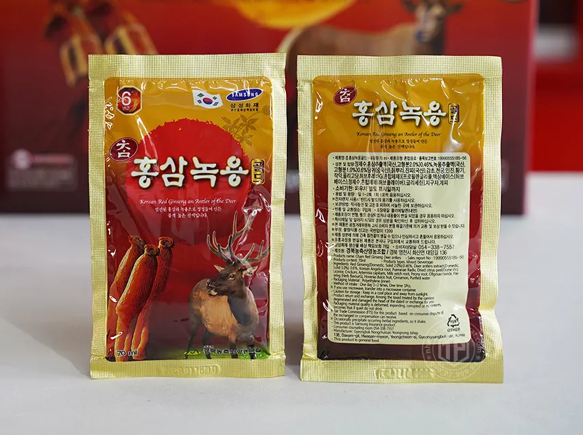 Nước tinh chất hồng sâm nhung hươu Hàn Quốc hộp 30 gói Nước tinh chất hồng sâm nhung hươu Hàn Quốc hộp 30 gói
