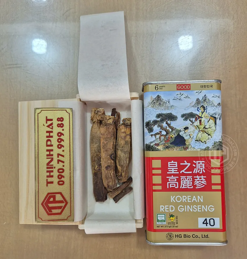 Hồng sâm củ khô hộp thiếc HG Bio 37.5g chính hãng Hàn Quốc Hồng sâm củ khô hộp thiếc HG Bio 37.5g chính hãng Hàn Quốc