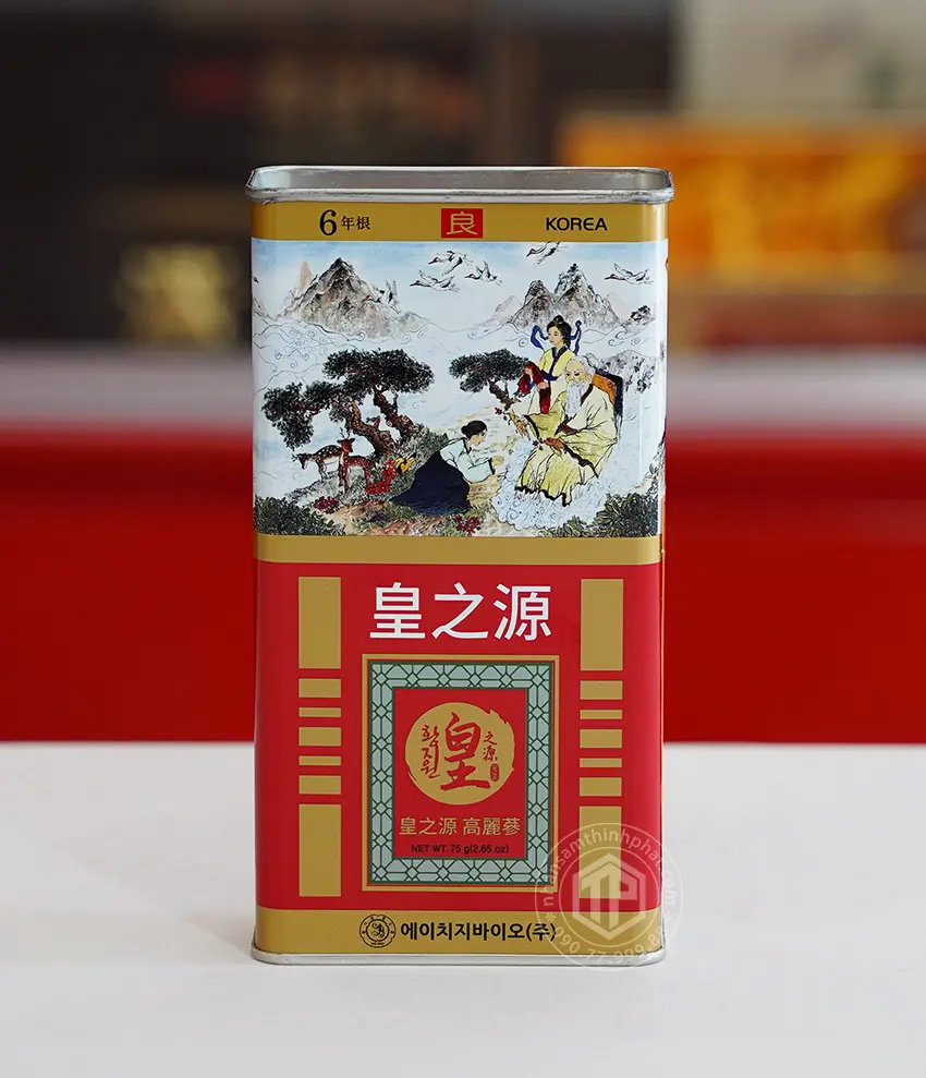 Hồng sâm củ khô hộp thiếc HG Bio 75g Hồng sâm củ khô hộp thiếc HG Bio 75g