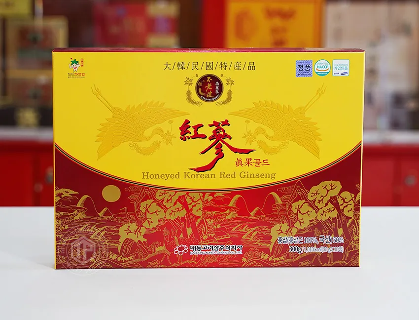 Hồng sâm củ tẩm mật ong chính hãng Daedong hộp 300g Sâm Hàn Quốc 6 năm tuổi chính hãng Hồng sâm củ tẩm mật ong chính hãng Daedong hộp 300g Sâm Hàn Quốc 6 năm tuổi chính hãng